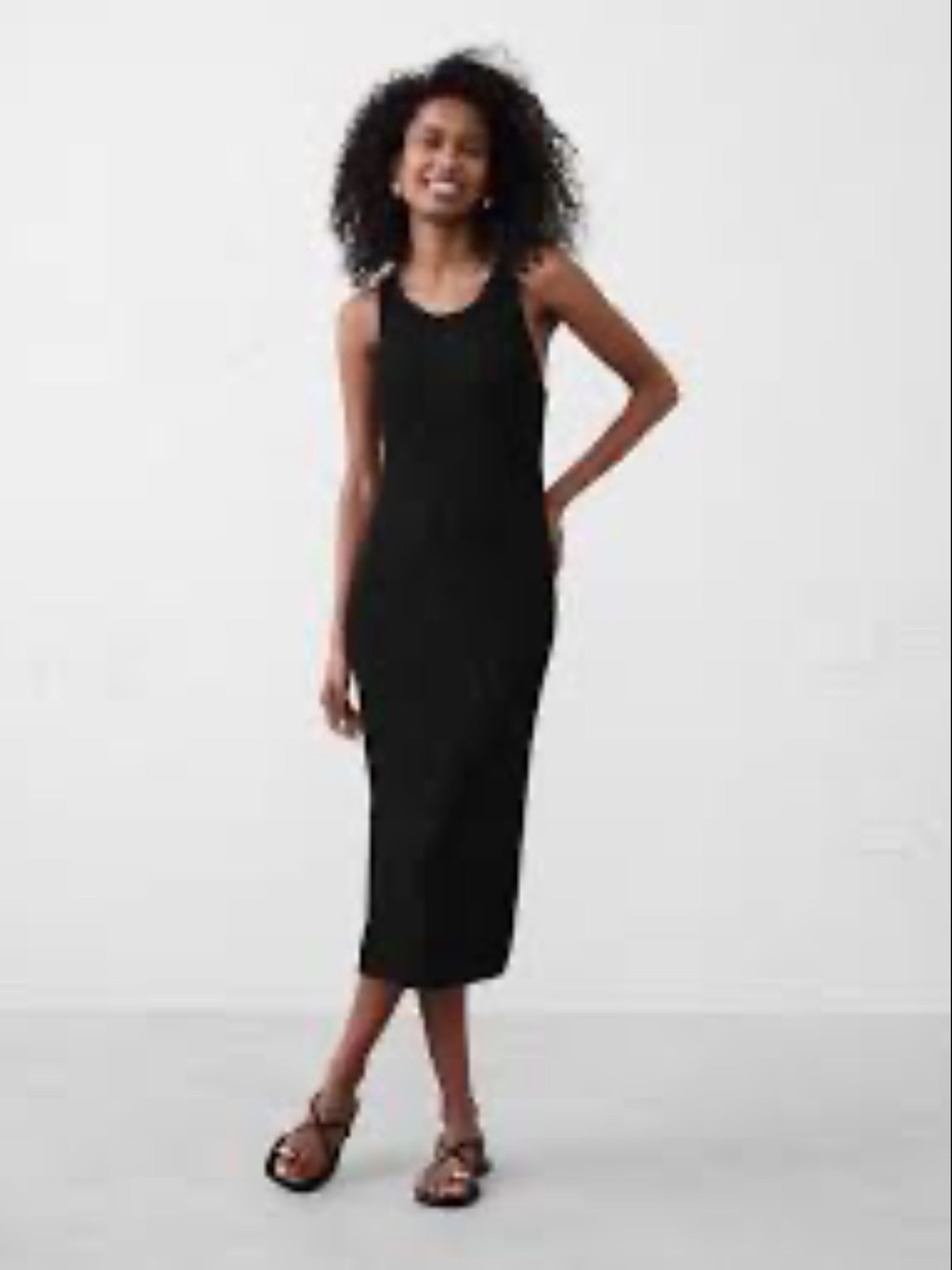 Banana Republic Black Knit Cotton Sweater Dress Midi Classic Size Medium